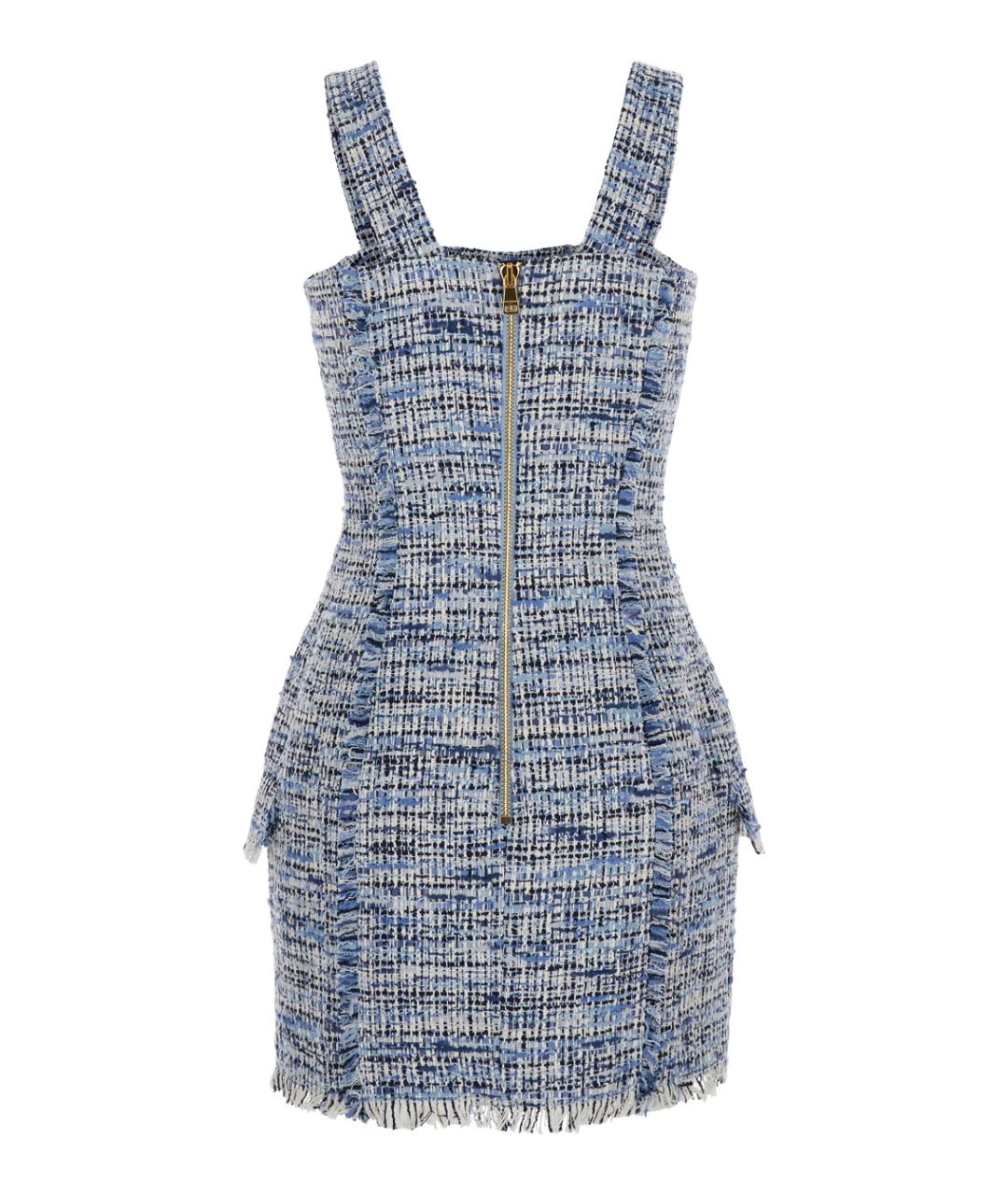 BALMAIN Голубое твидовое повседневное платье, фото 2