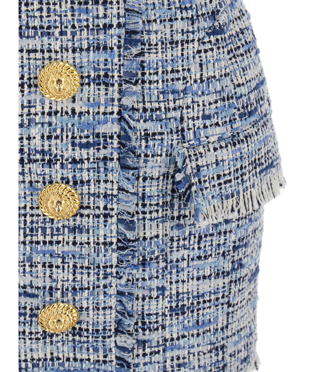 BALMAIN Голубое твидовое повседневное платье, фото 3