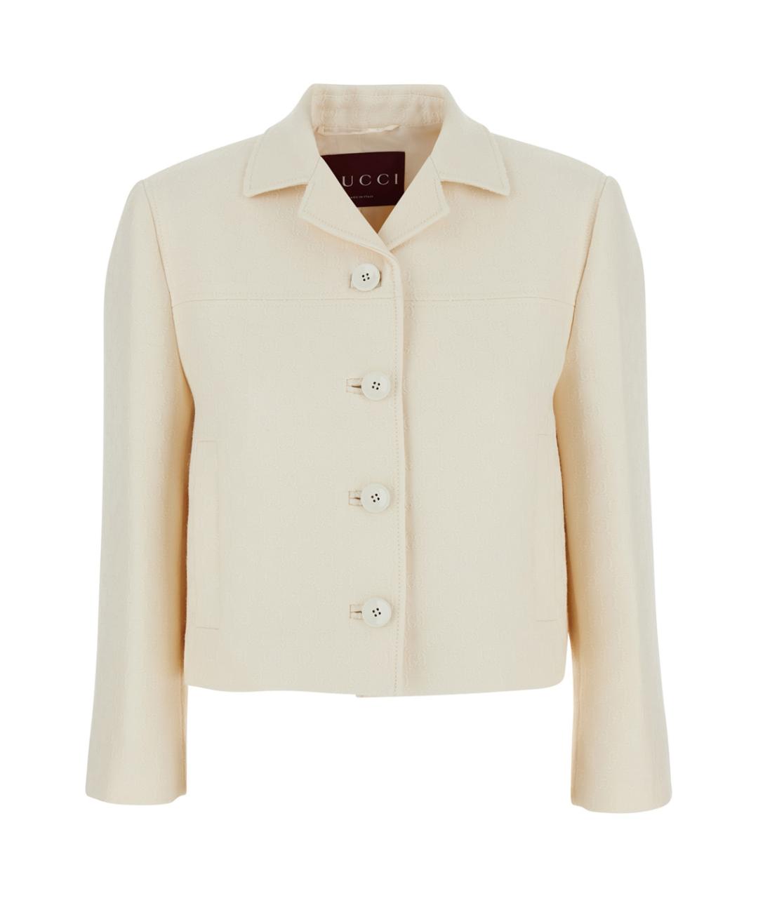 GUCCI Белый шерстяной жакет/пиджак, фото 1