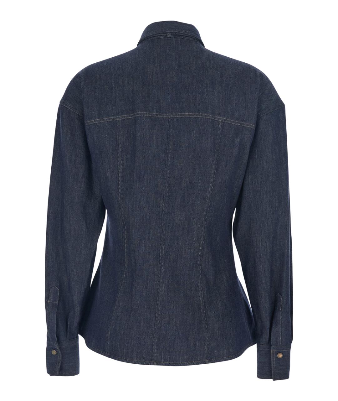 BRUNELLO CUCINELLI Темно-синяя хлопковая рубашка, фото 2