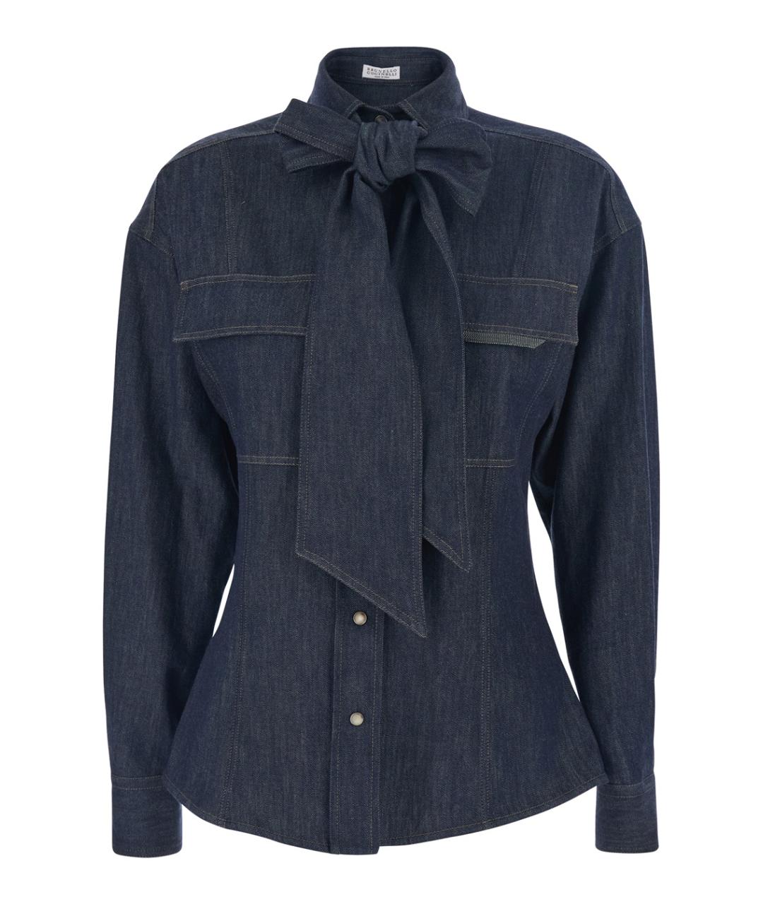 BRUNELLO CUCINELLI Темно-синяя хлопковая рубашка, фото 1