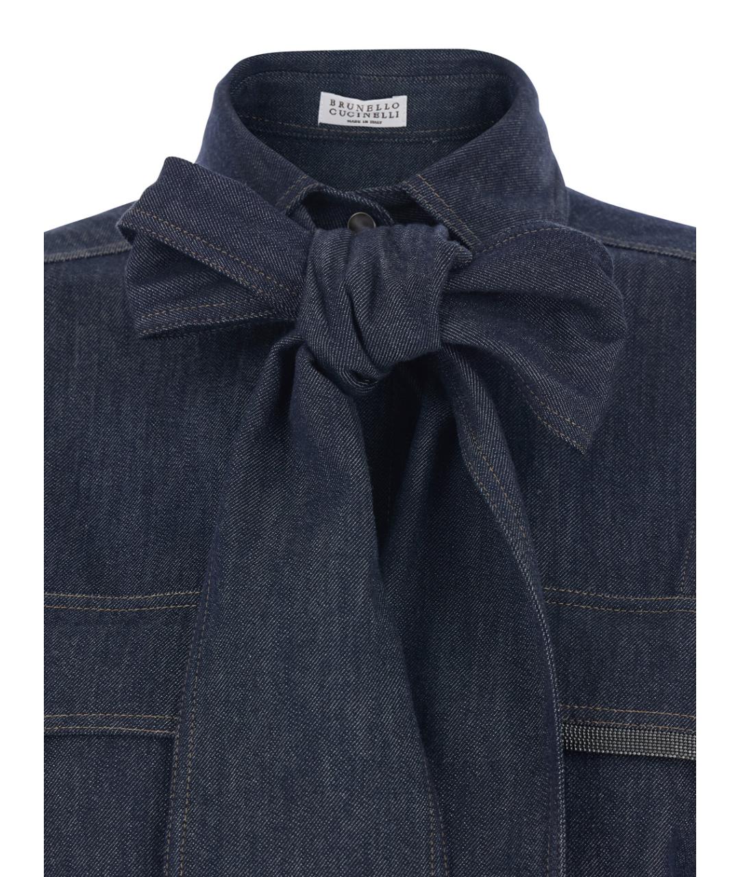 BRUNELLO CUCINELLI Темно-синяя хлопковая рубашка, фото 3