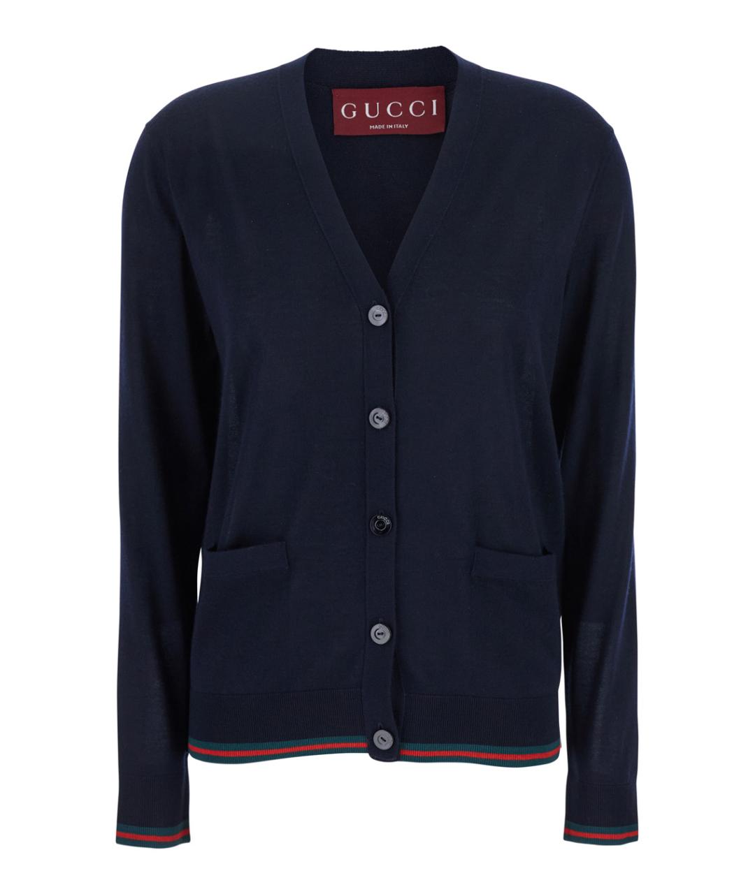 GUCCI Темно-синий кашемировый кардиган, фото 1