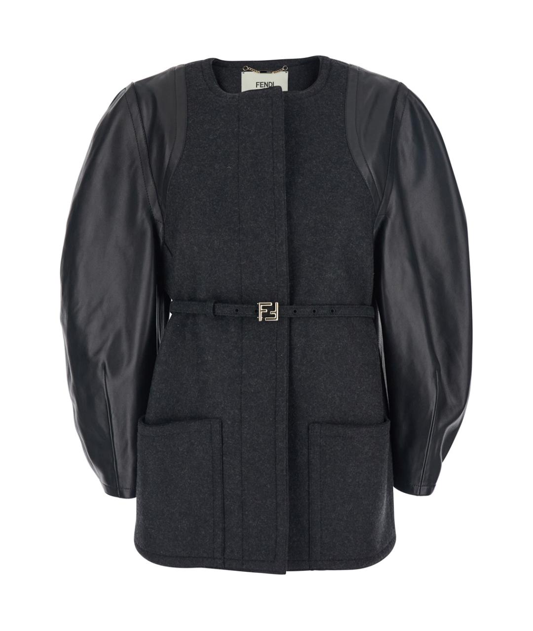 FENDI Антрацитовая шерстяная куртка, фото 1