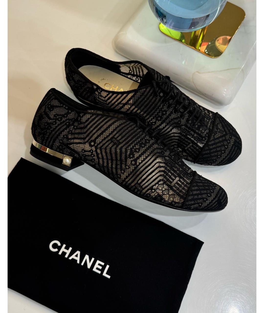 CHANEL Черные текстильные туфли, фото 8