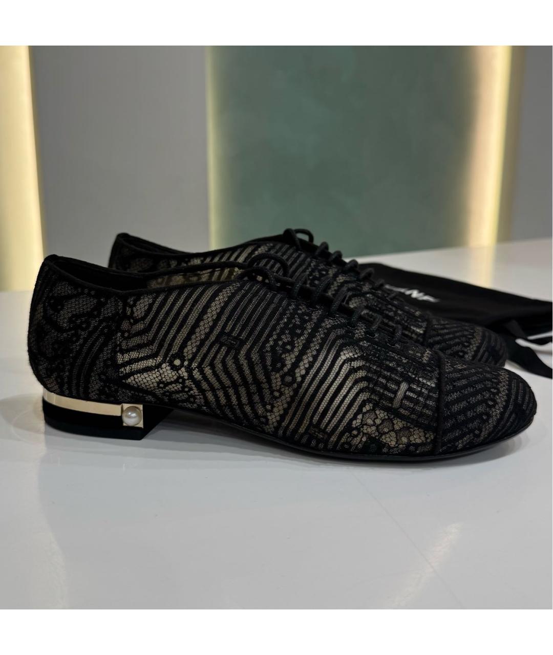 CHANEL Черные текстильные туфли, фото 2