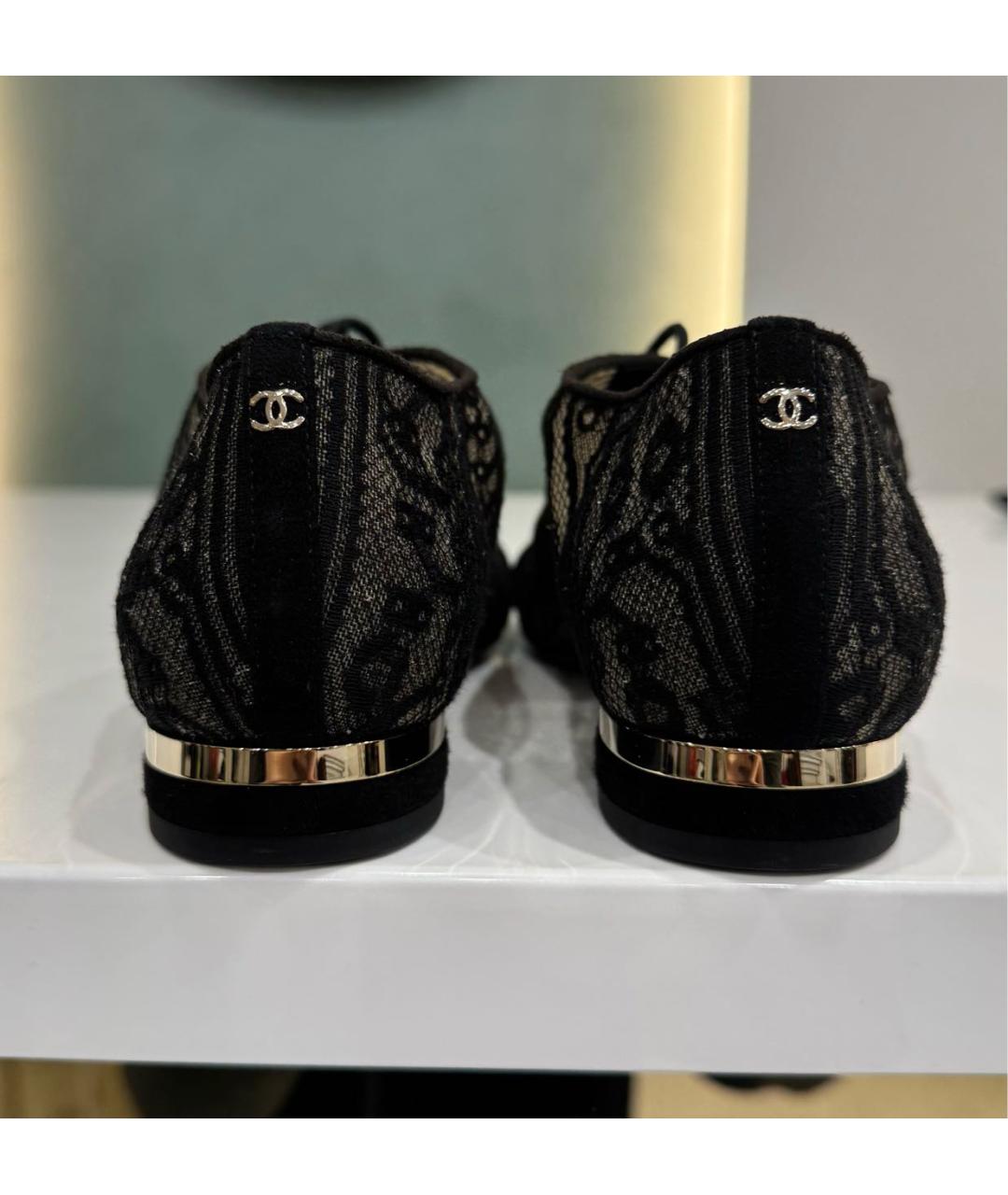 CHANEL Черные текстильные туфли, фото 4