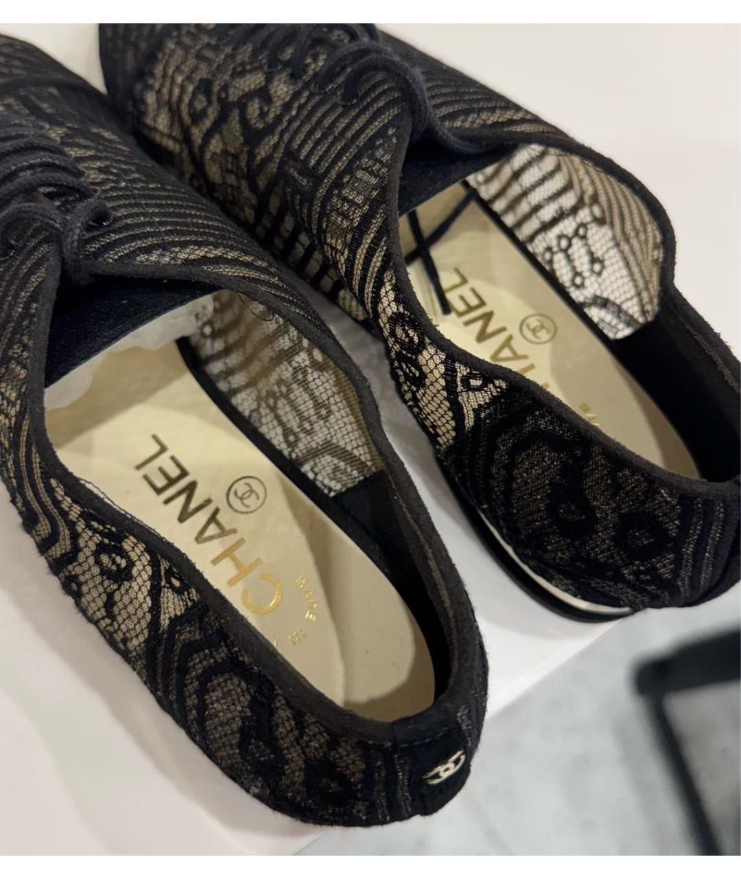 CHANEL Черные текстильные туфли, фото 6