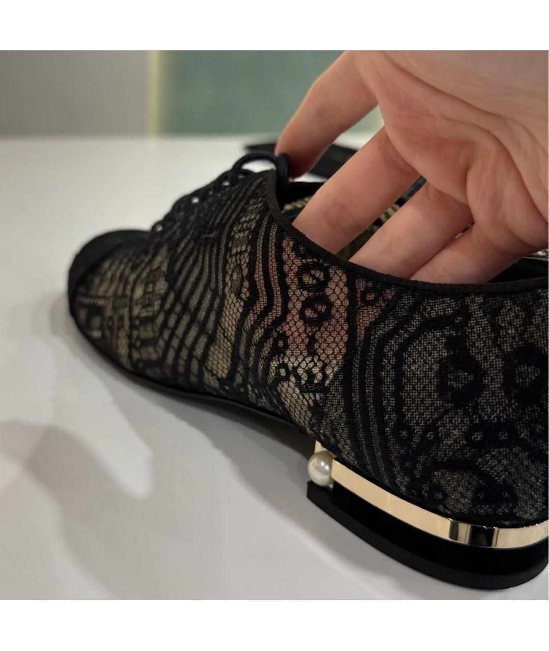 CHANEL Черные текстильные туфли, фото 5