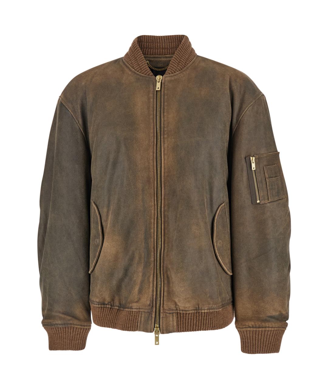 GOLDEN GOOSE DELUXE BRAND Коричневая кожаная куртка, фото 1