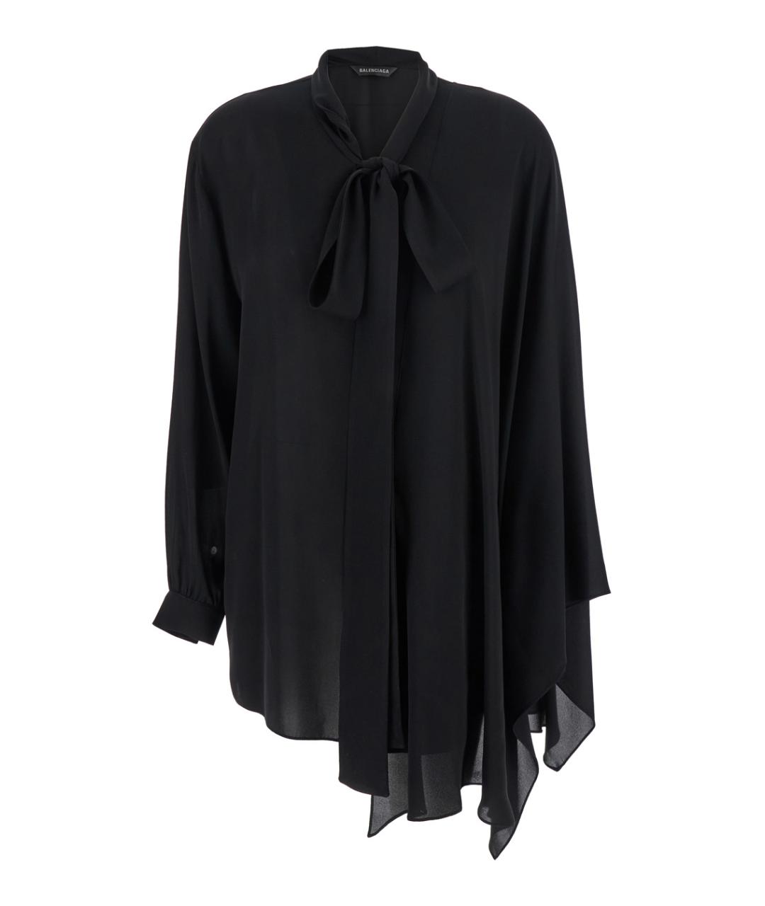BALENCIAGA Черная шелковая блузы, фото 1