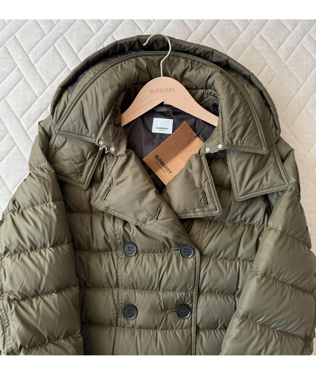 BURBERRY Хаки полиамидовый пуховик, фото 3