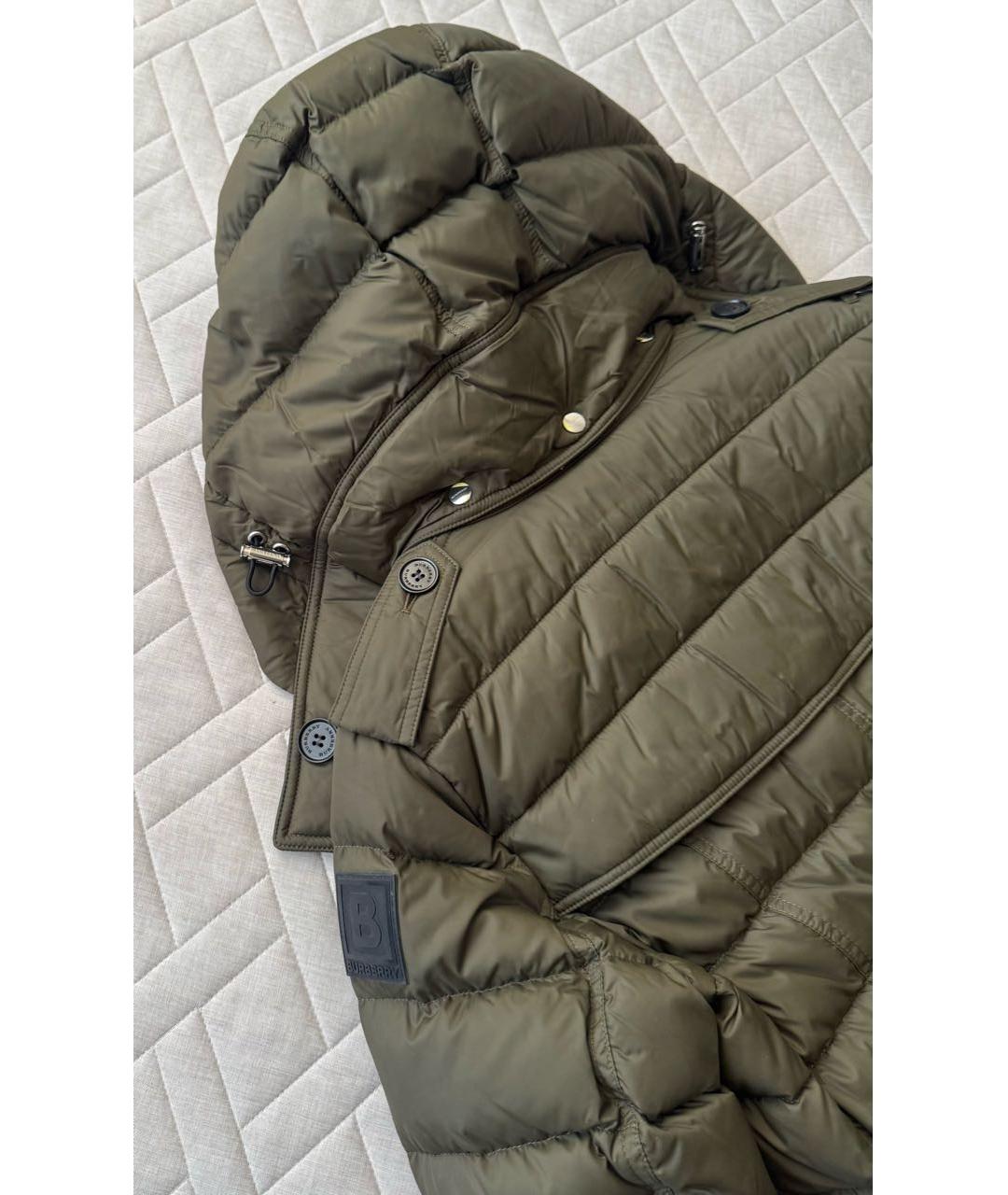 BURBERRY Хаки полиамидовый пуховик, фото 4
