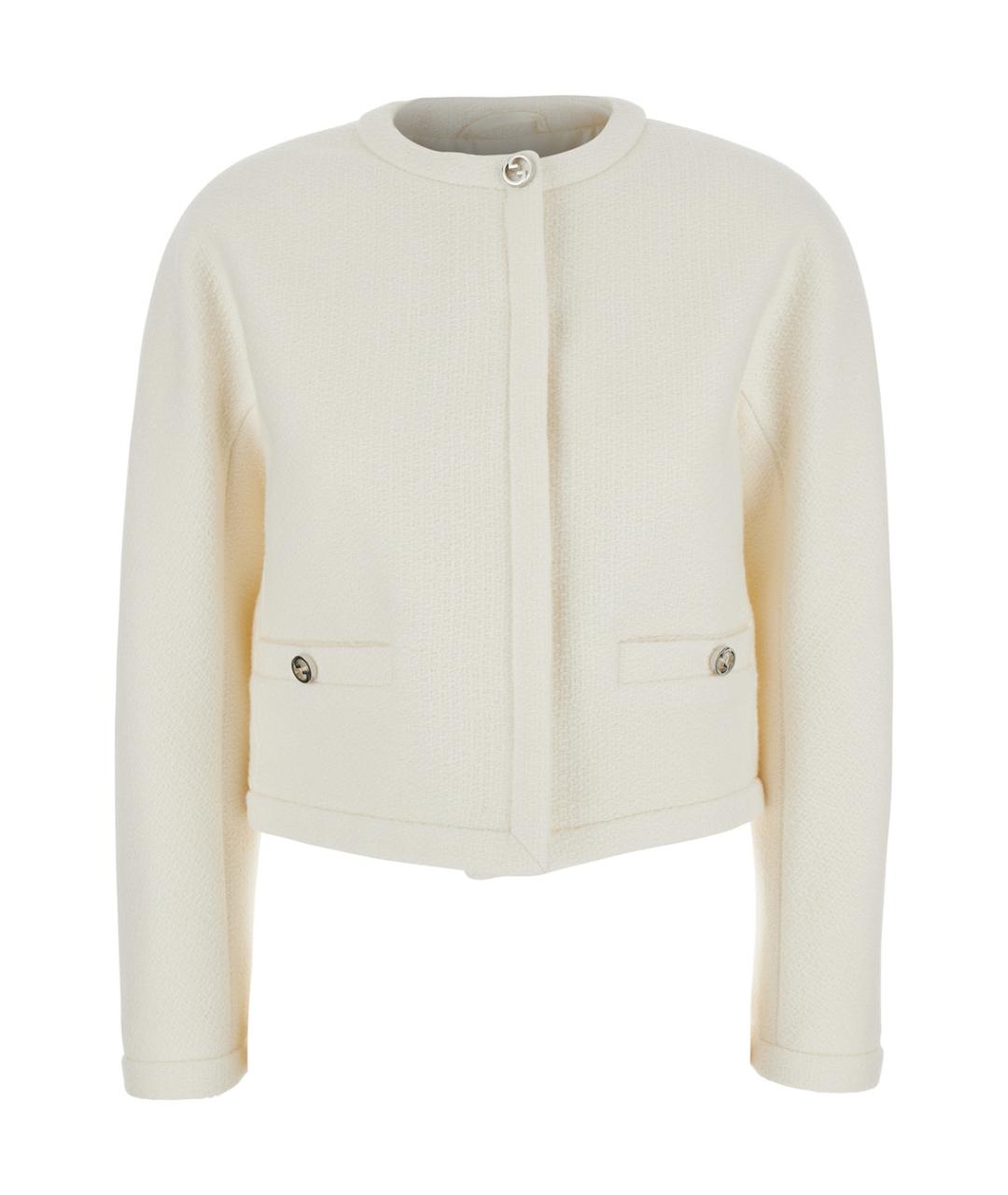 GUCCI Белый шерстяной жакет/пиджак, фото 1