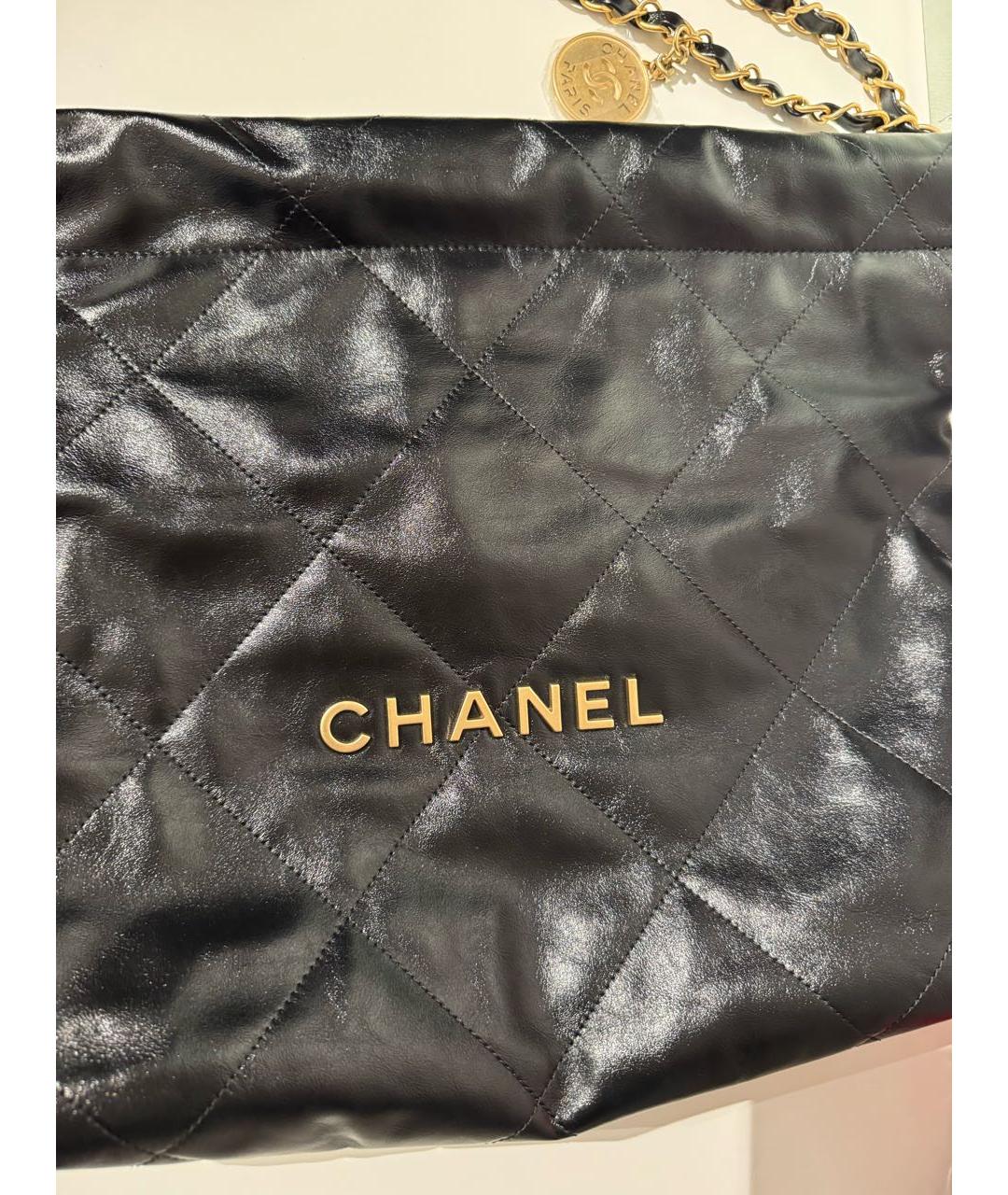 CHANEL Черная кожаная сумка тоут, фото 4