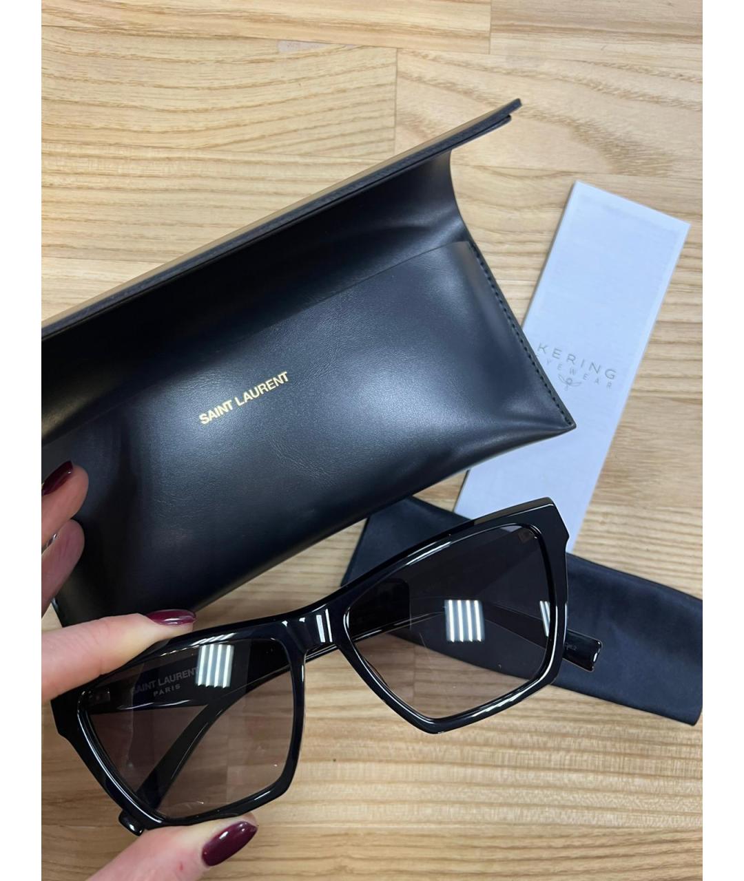 SAINT LAURENT Черные пластиковые солнцезащитные очки, фото 7