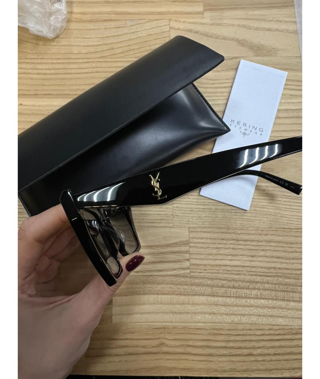 SAINT LAURENT Черные пластиковые солнцезащитные очки, фото 6