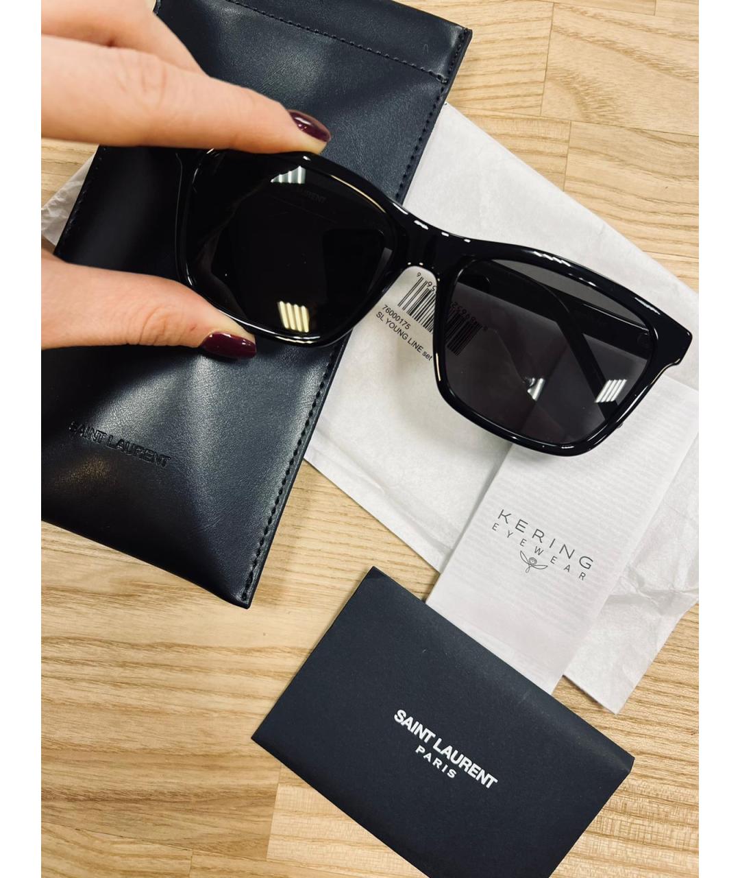 SAINT LAURENT Черные пластиковые солнцезащитные очки, фото 3