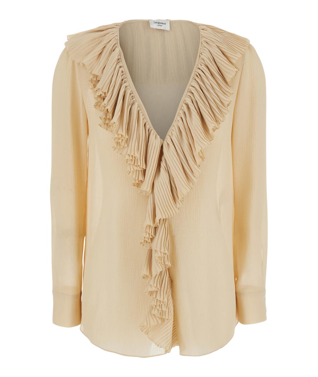 SAINT LAURENT Бежевая шелковая блузы, фото 1