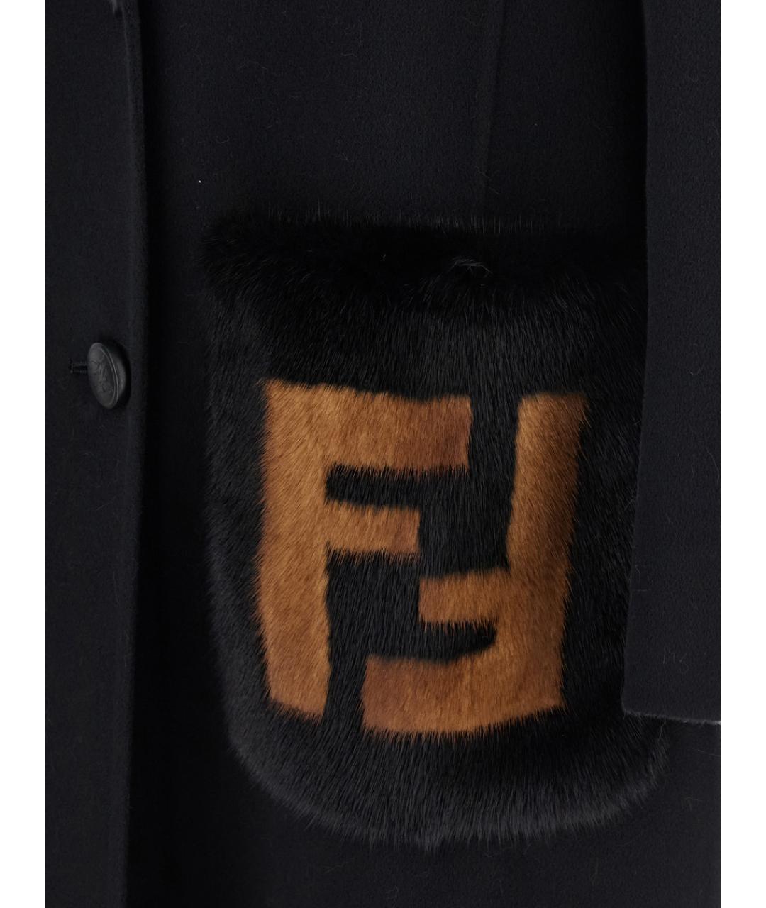 FENDI Черное шерстяное пальто, фото 3