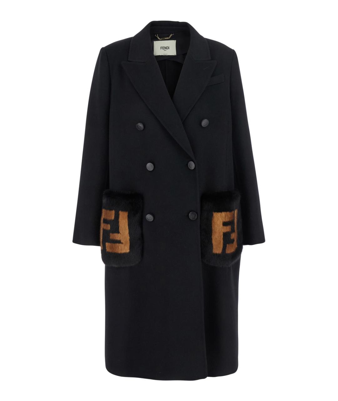 FENDI Черное шерстяное пальто, фото 1