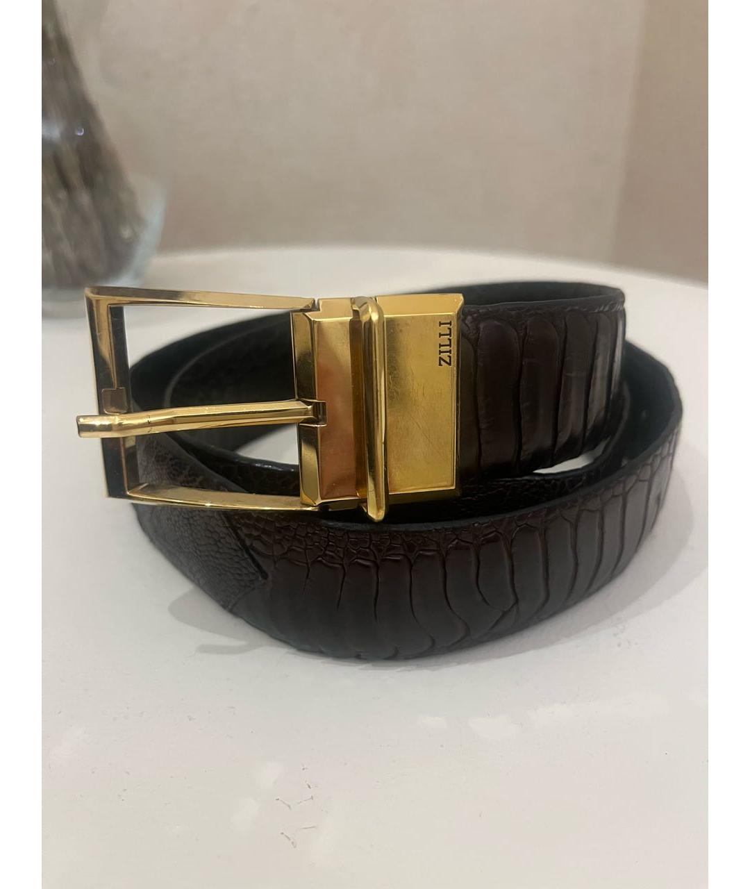 ZILLI Коричневый ремень из экзотической кожи, фото 5