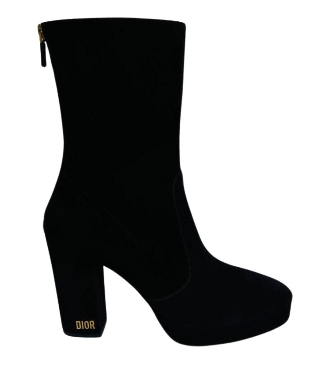 CHRISTIAN DIOR Черные замшевые ботильоны, фото 1