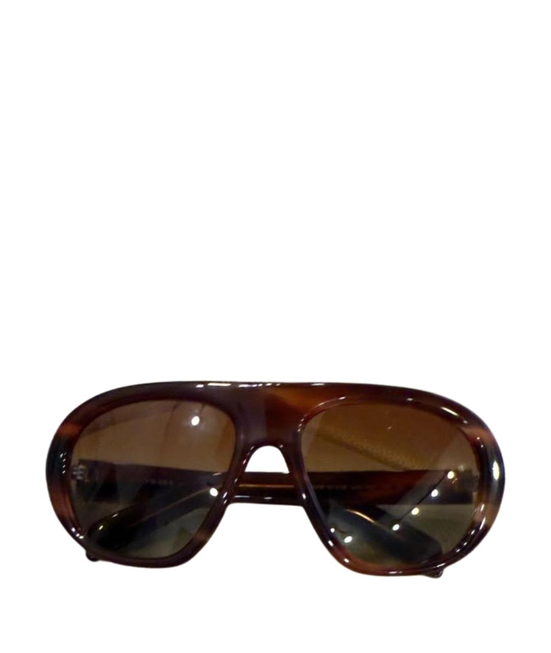 PRADA Коричневые пластиковые солнцезащитные очки, фото 1