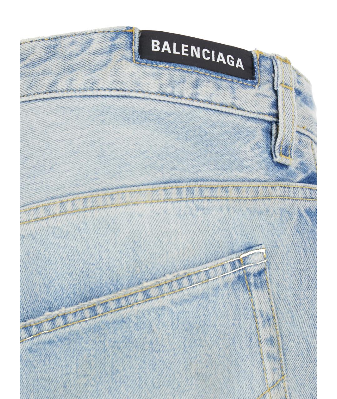 BALENCIAGA Голубые хлопковые прямые джинсы, фото 4