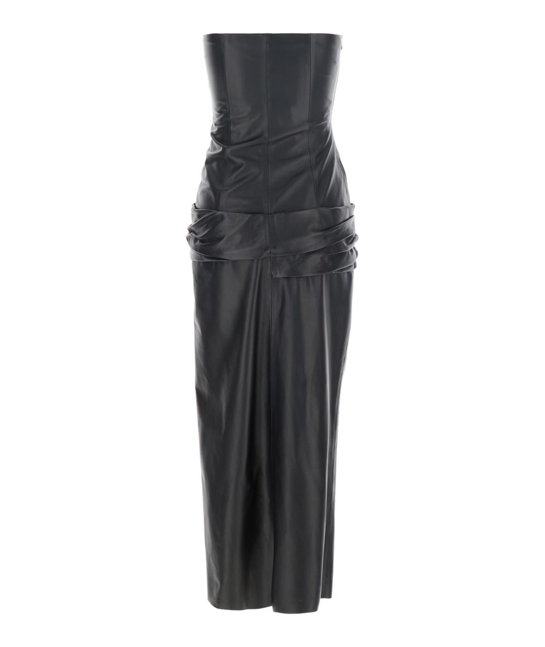 THE ATTICO Черное кожаное повседневное платье, фото 2