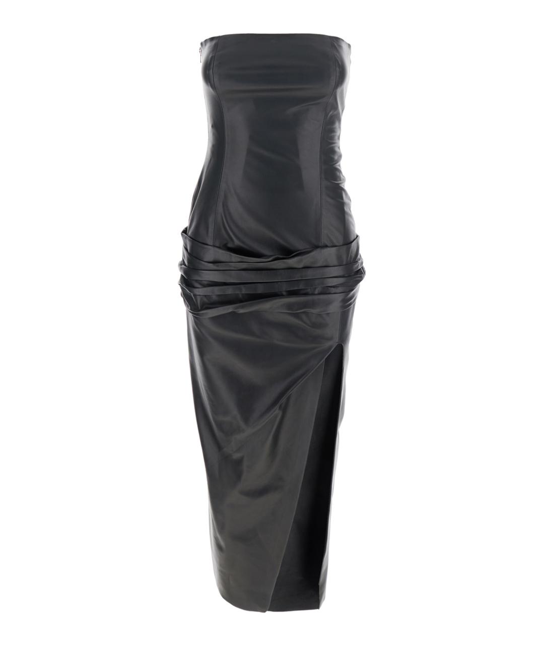 THE ATTICO Черное кожаное повседневное платье, фото 1