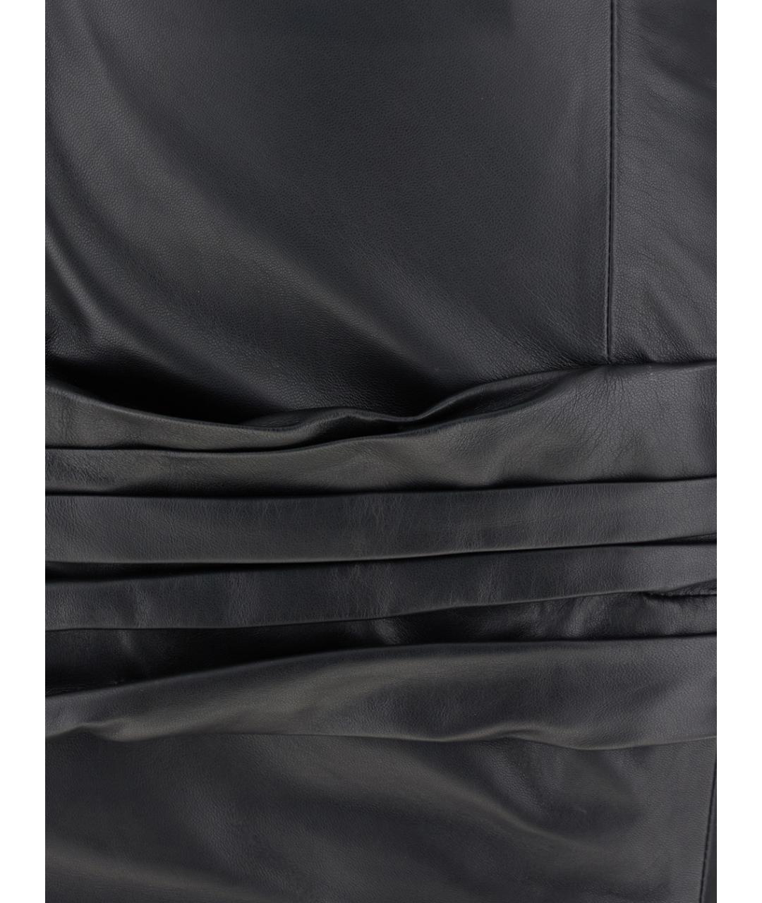 THE ATTICO Черное кожаное повседневное платье, фото 3