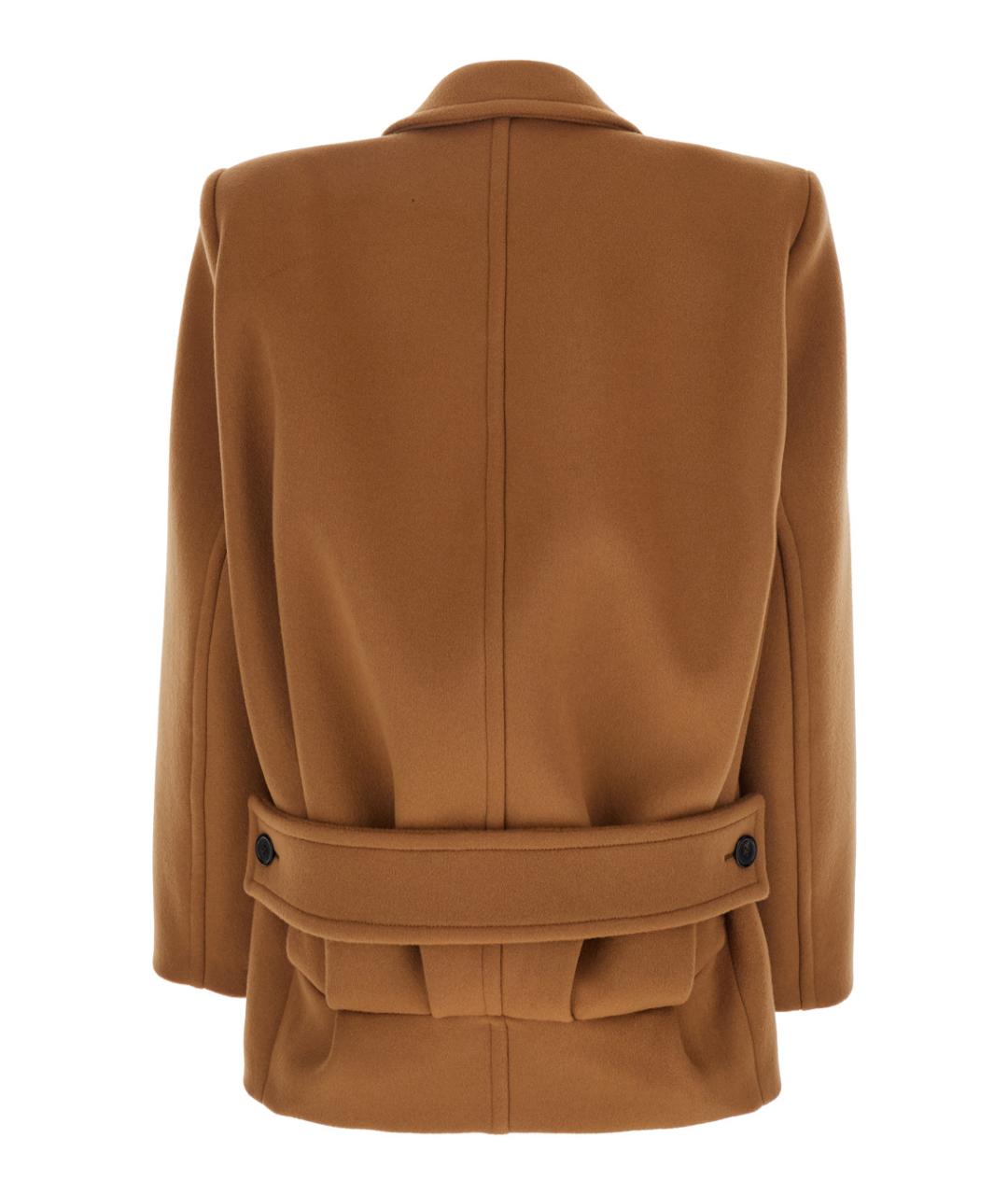 SAINT LAURENT Коричневое шерстяное пальто, фото 2