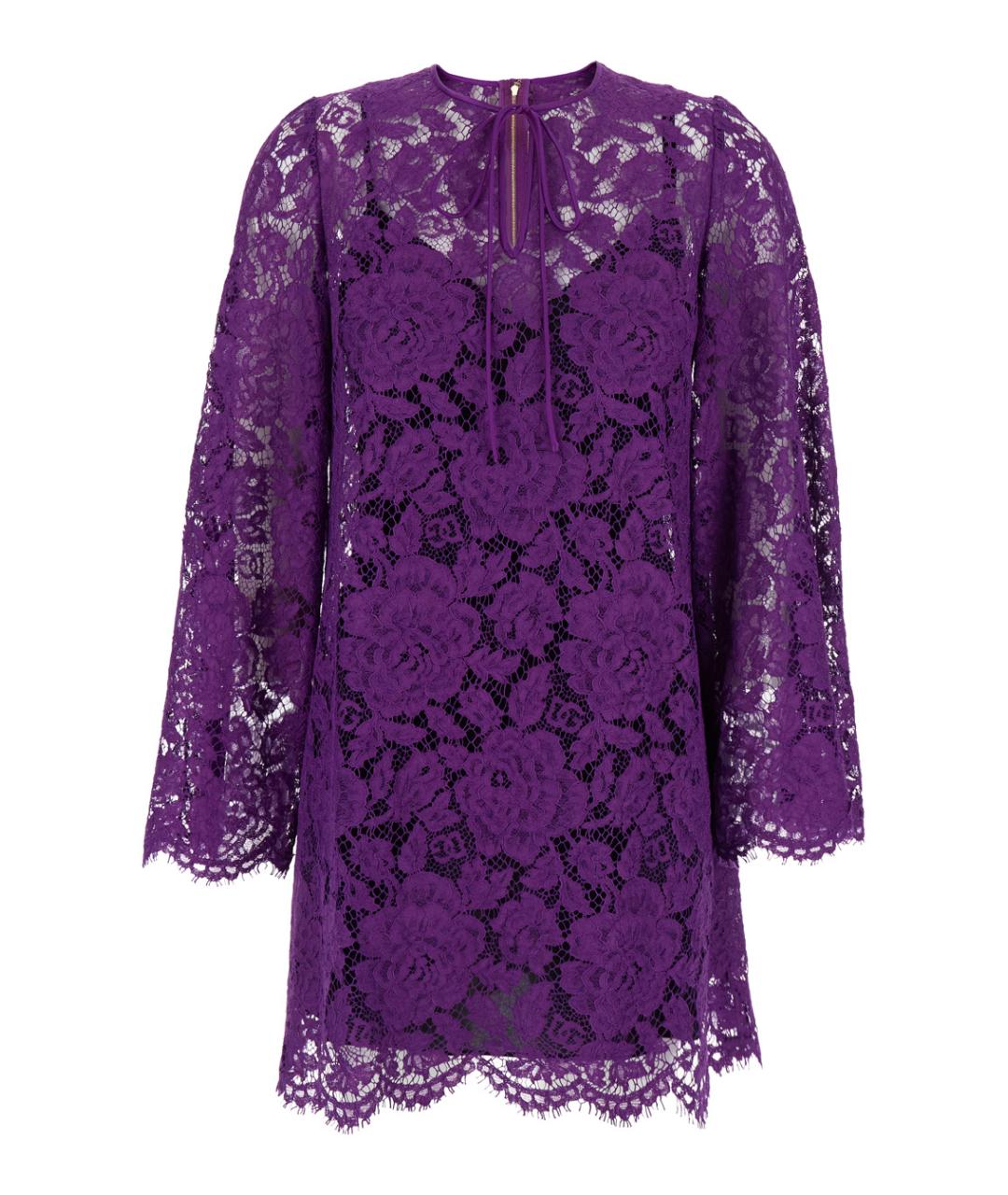 DOLCE&GABBANA Фиолетовое хлопковое коктейльное платье, фото 1