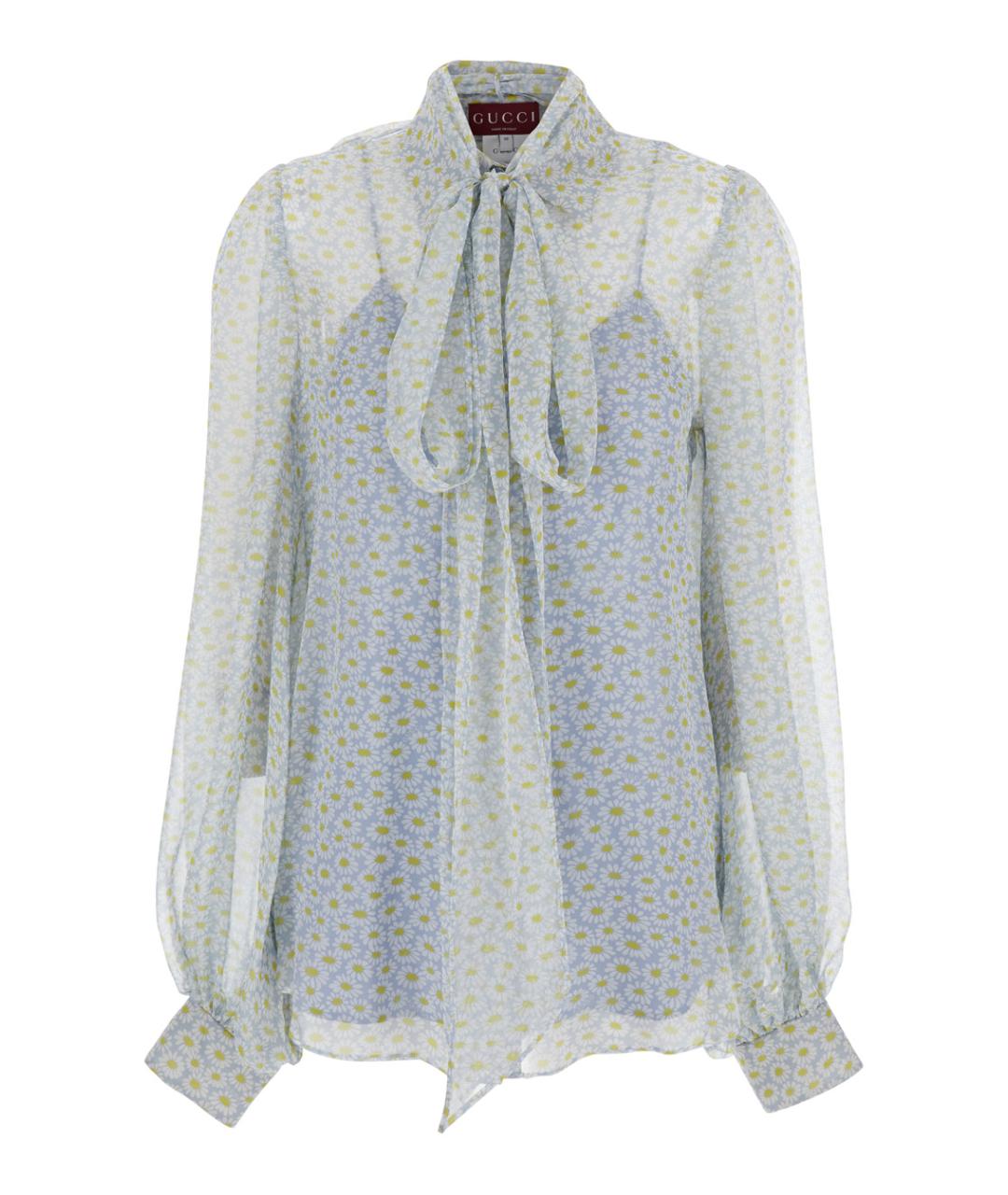 GUCCI Серая шелковая блузы, фото 1