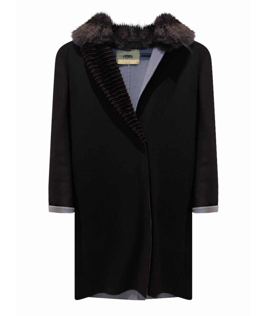 FENDI Черное шерстяное пальто, фото 1