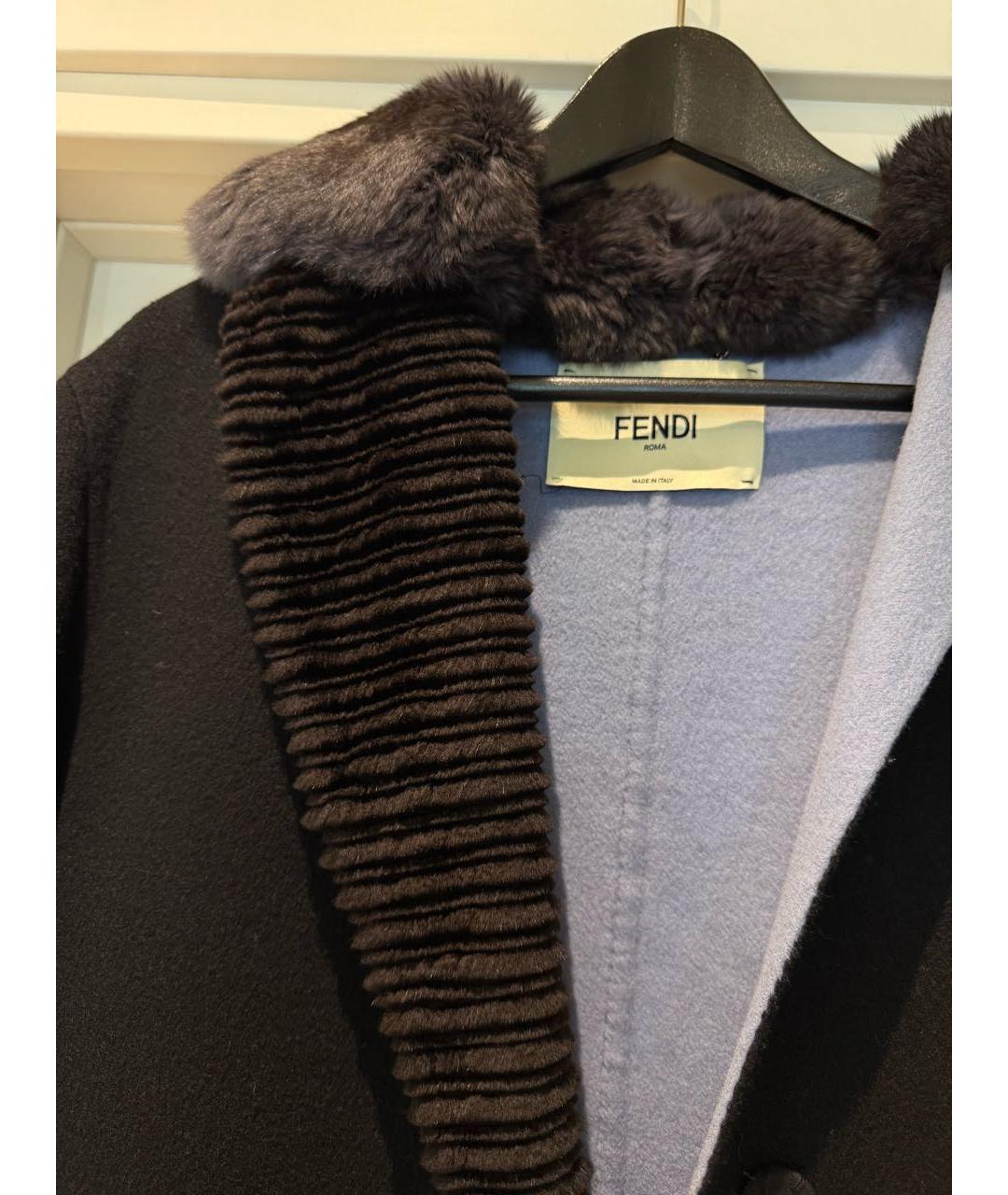 FENDI Черное шерстяное пальто, фото 5