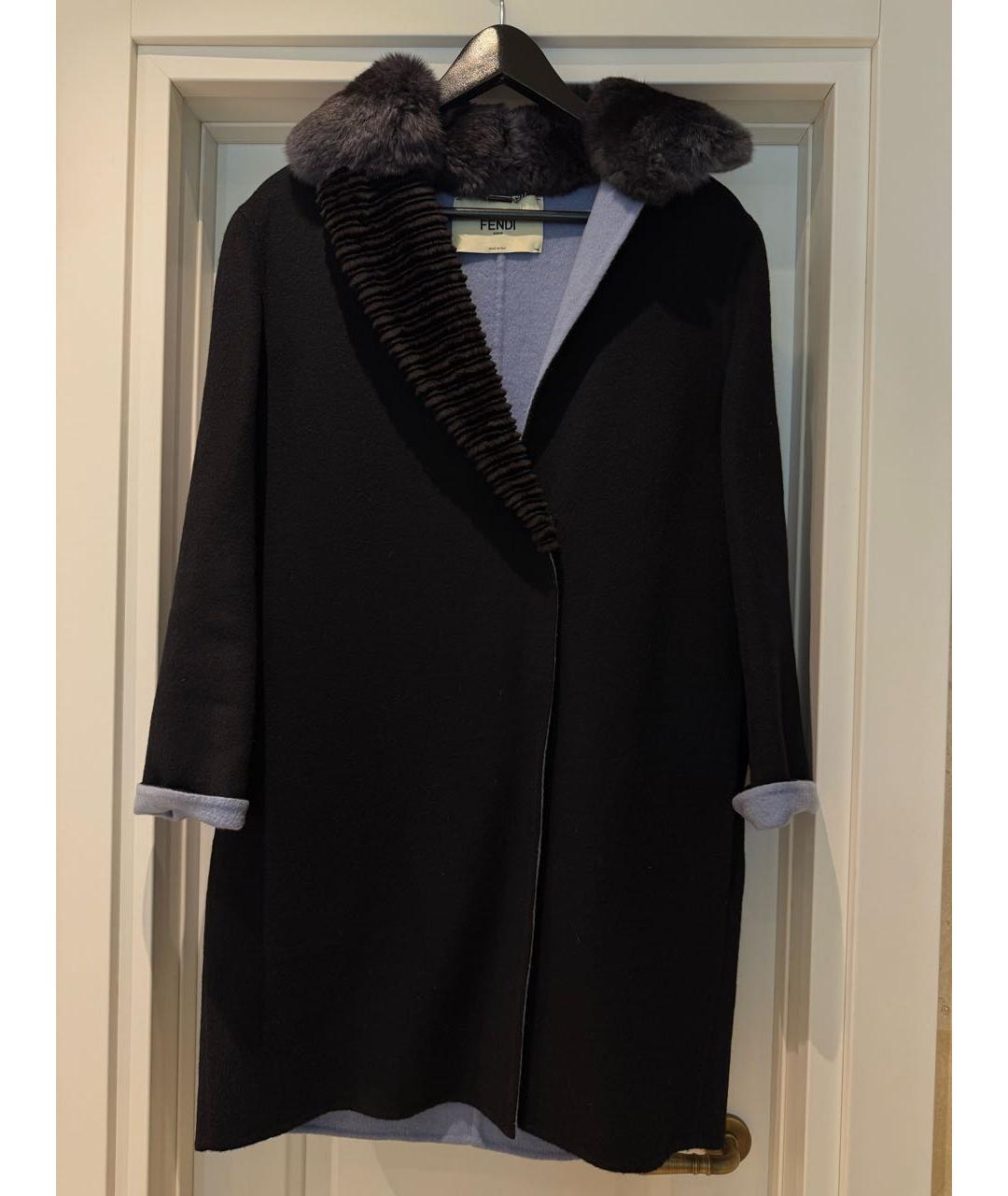 FENDI Черное шерстяное пальто, фото 6
