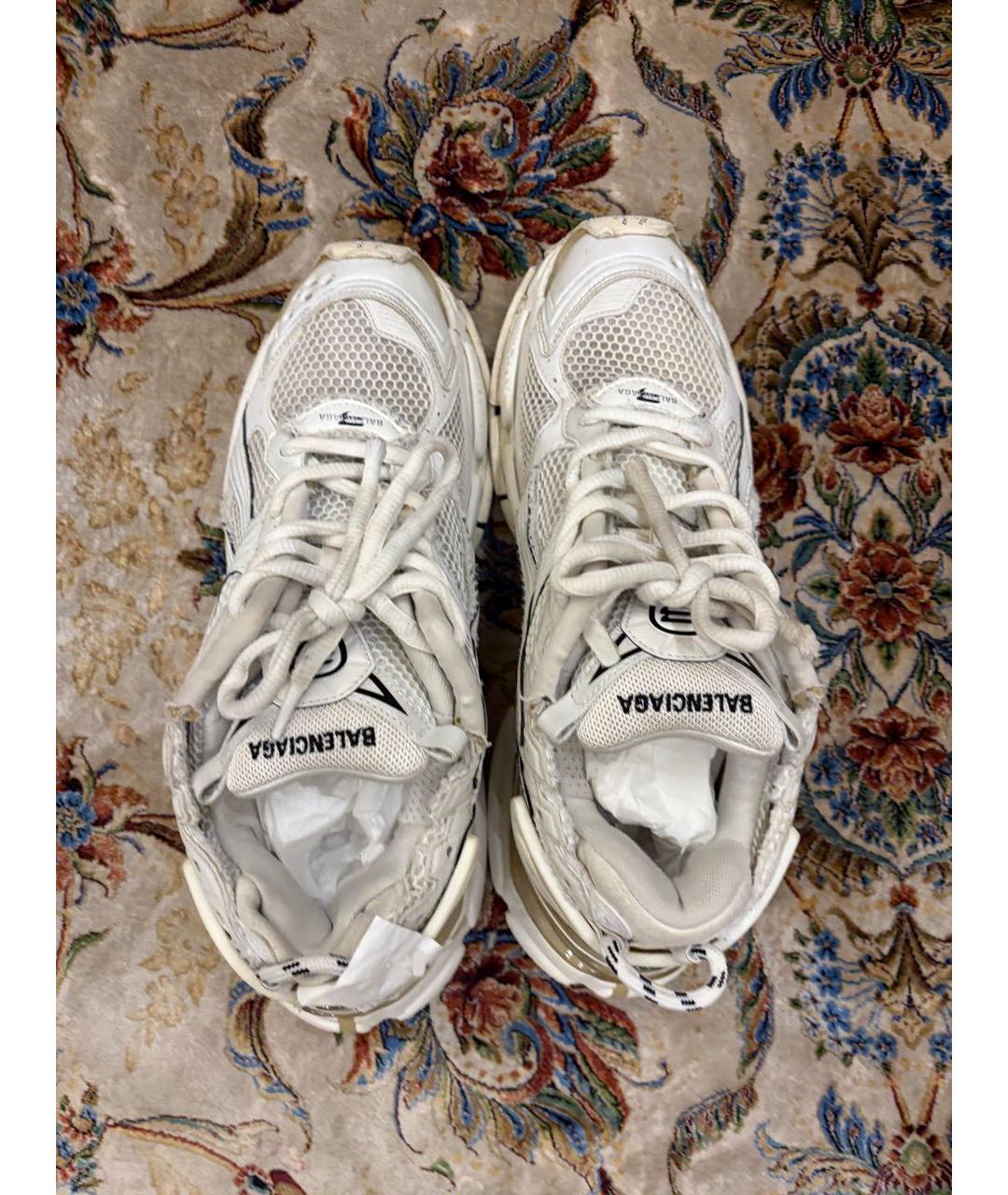 BALENCIAGA Белые текстильные низкие кроссовки / кеды, фото 4