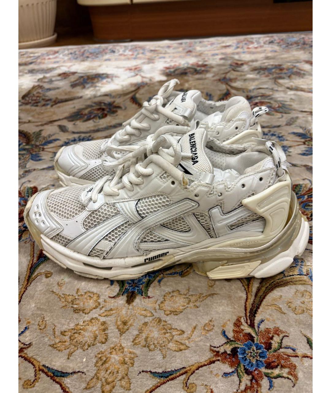 BALENCIAGA Белые текстильные низкие кроссовки / кеды, фото 5