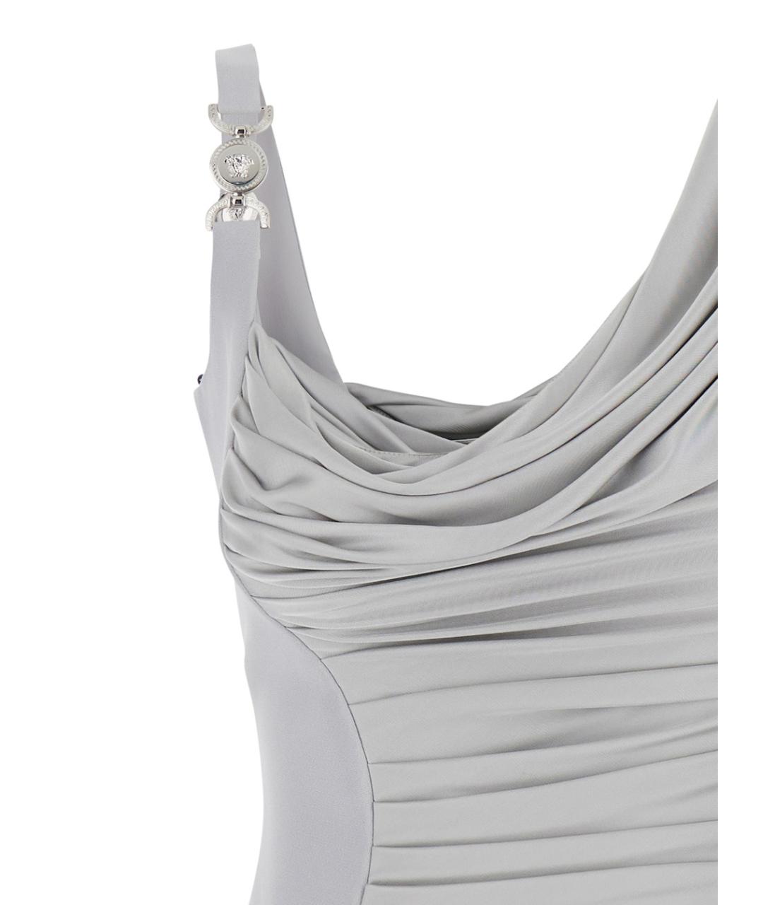 VERSACE Серое вискозное коктейльное платье, фото 3