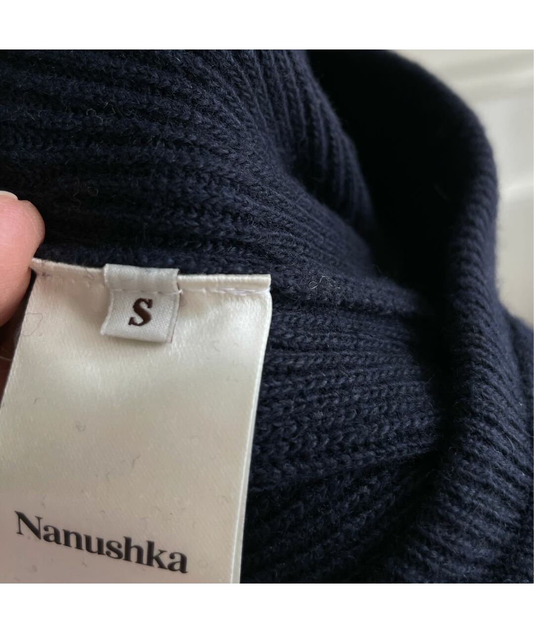 NANUSHKA Темно-синие шерстяные прямые брюки, фото 3