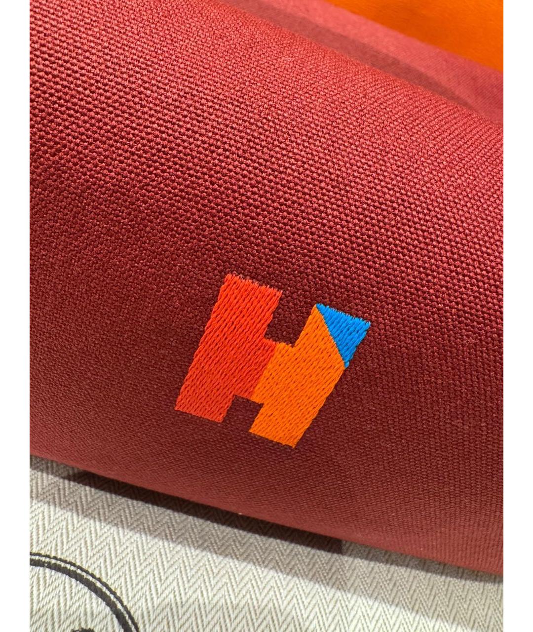 HERMES Бордовая тканевая косметичка, фото 5