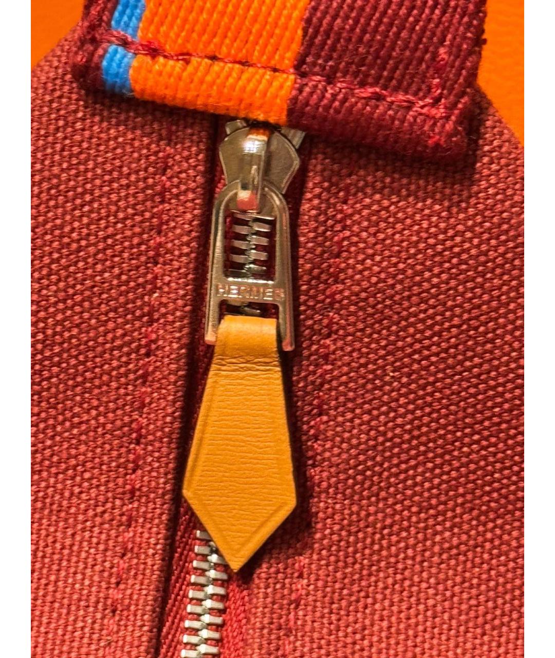 HERMES Бордовая тканевая косметичка, фото 8