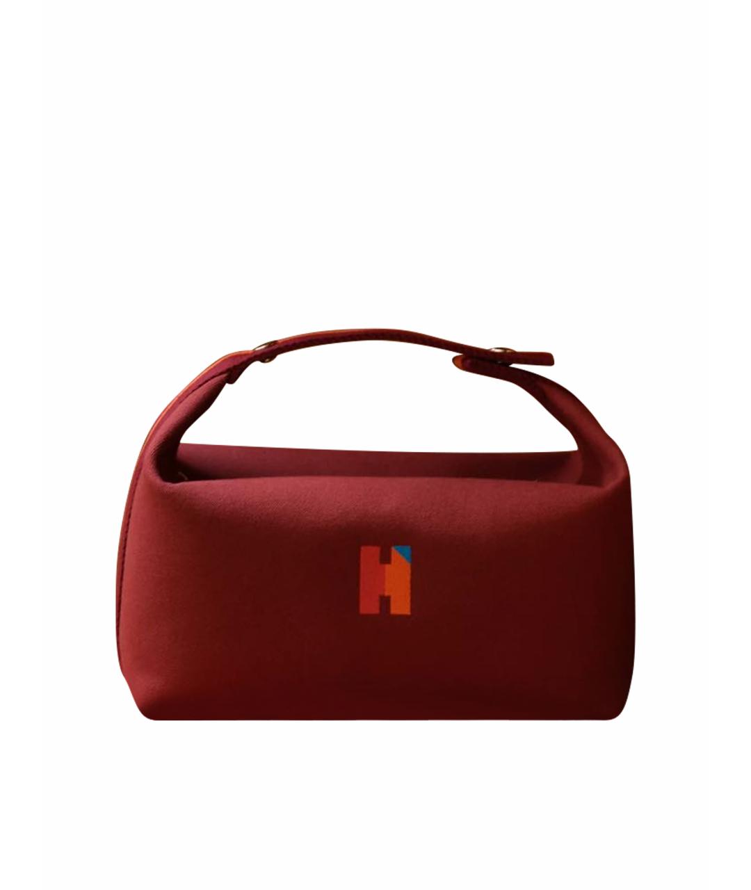 HERMES Бордовая тканевая косметичка, фото 1