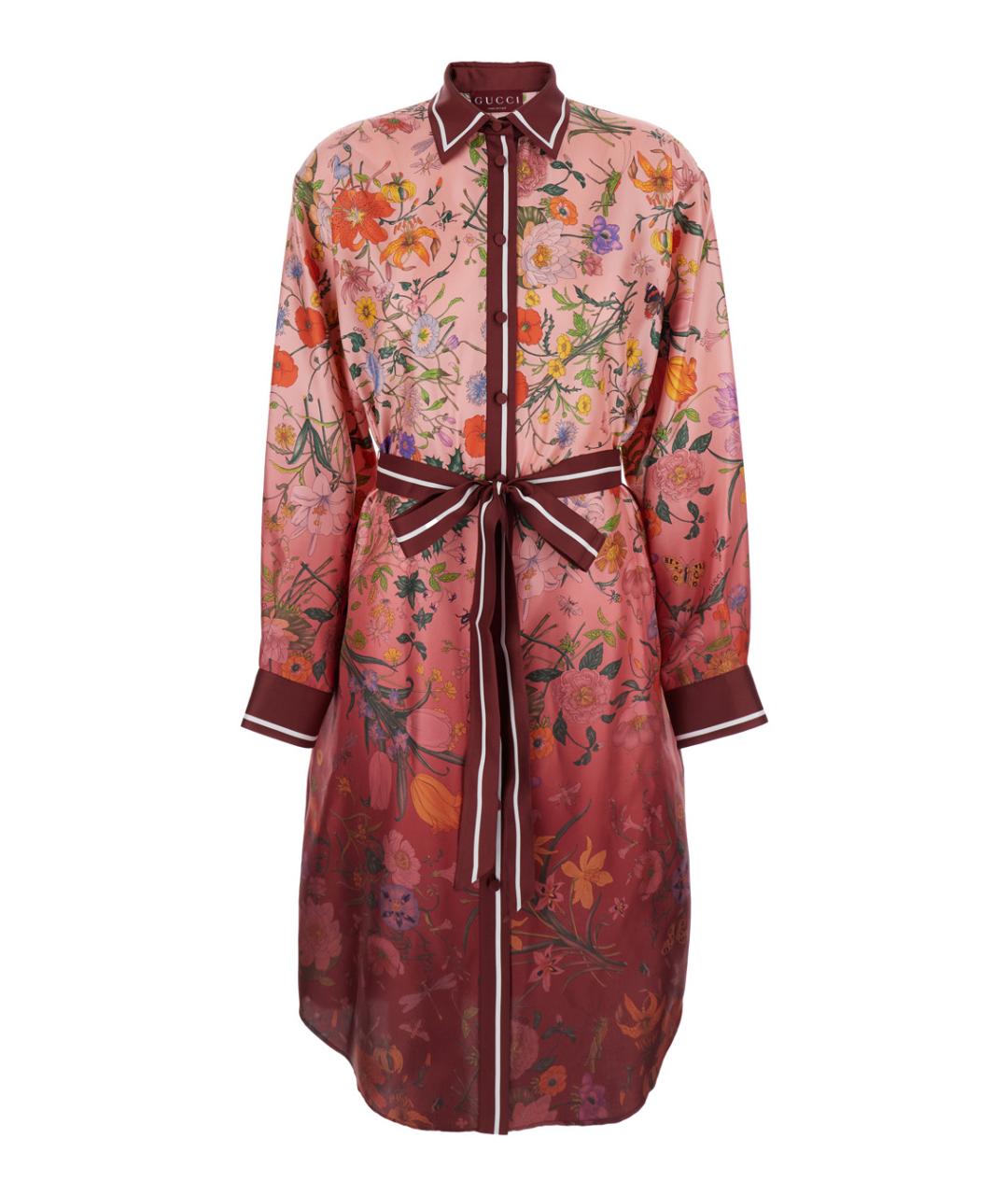 GUCCI Бордовое шелковое повседневное платье, фото 1