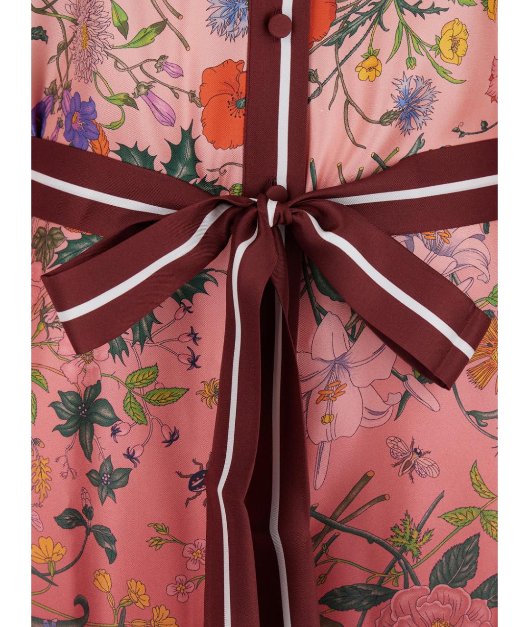 GUCCI Бордовое шелковое повседневное платье, фото 3