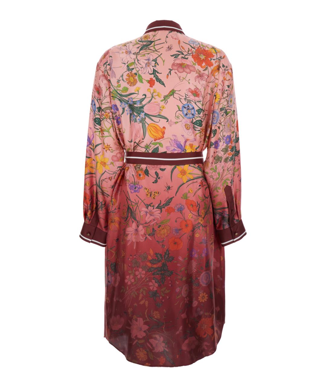 GUCCI Бордовое шелковое повседневное платье, фото 2