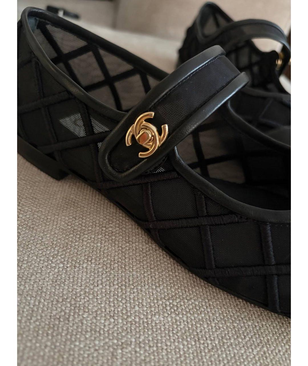 CHANEL Черные текстильные балетки, фото 3