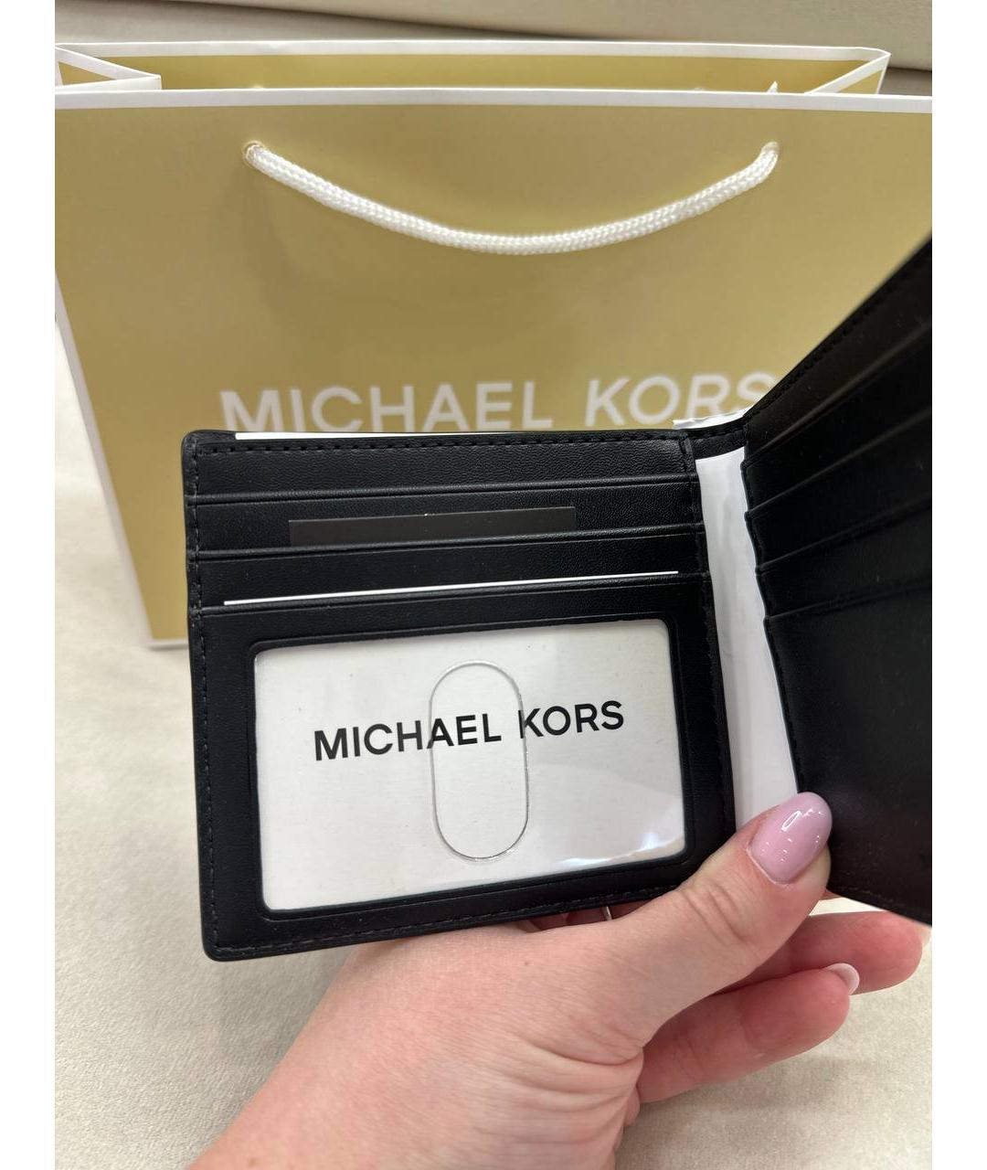 MICHAEL KORS Черный кожаный кошелек, фото 4